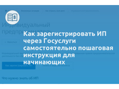 Как зарегистрировать ИП через Госуслуги самостоятельно пошаговая инструкция для начинающих